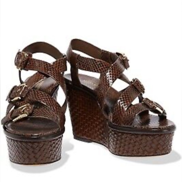 Michael Kors Collection Varick Snake Print Wedge Sandals - Picture 6 of 12